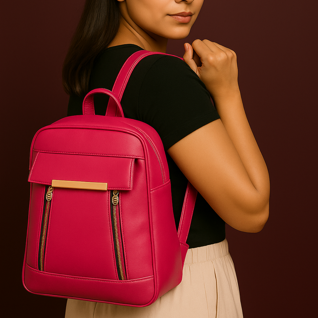 Caramel Finishing Veagn Leather Backpack For Women– Stylish & Functional Everyday Bagc