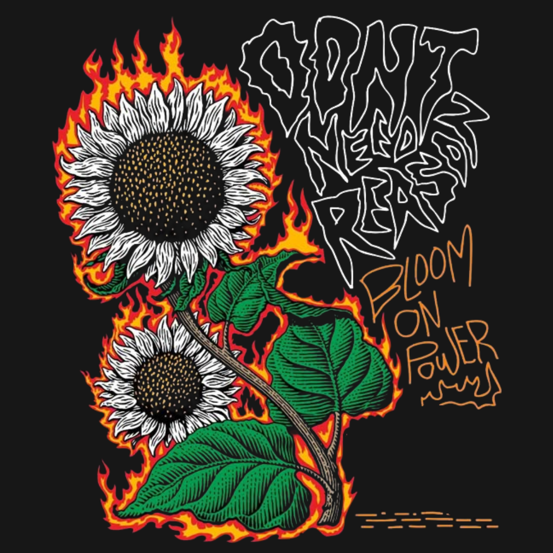 Mens-oversized-sunflower-flame-back-print-tee-black