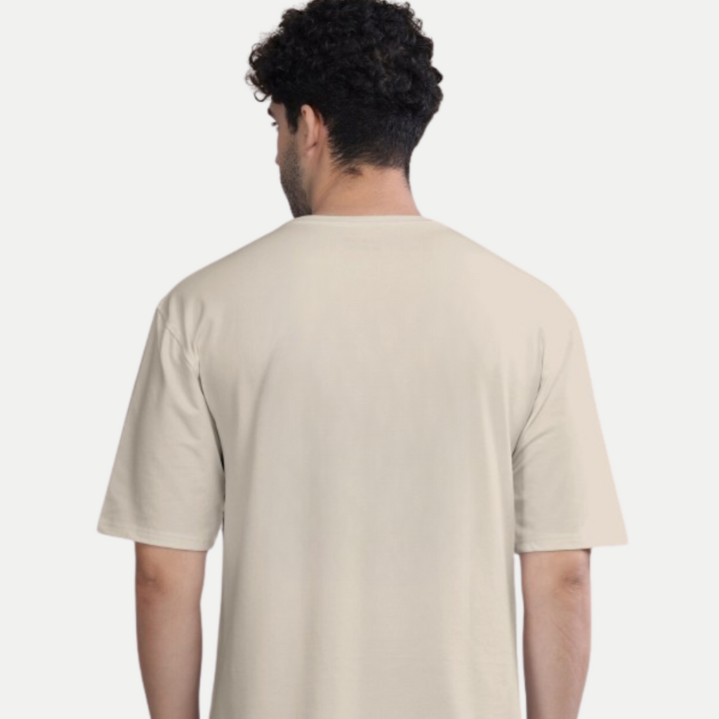 For Men’s Chrome Thorn Crest Oversized Tee – Metallic Front Graphic