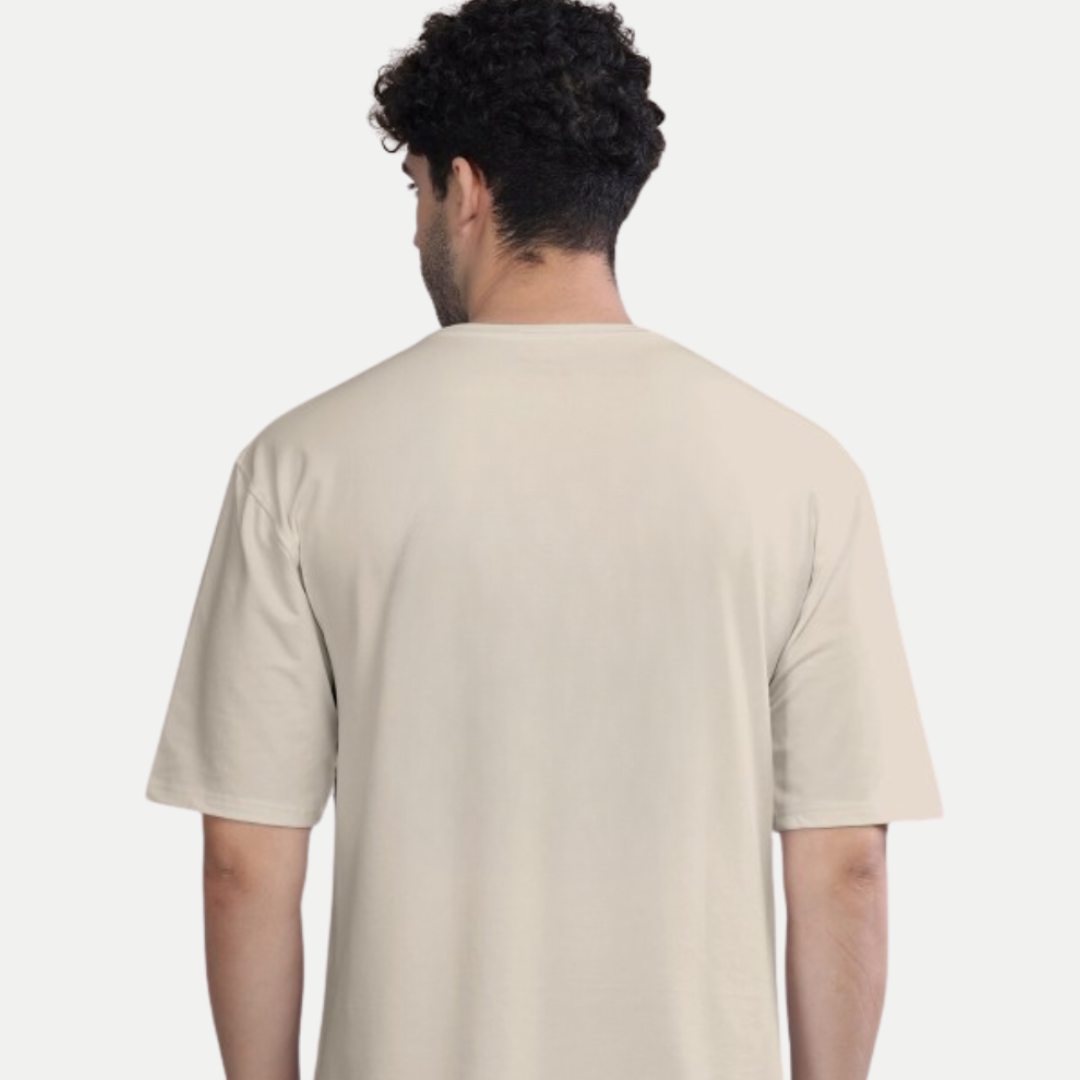 For Men’s Chrome Thorn Crest Oversized Tee – Metallic Front Graphic