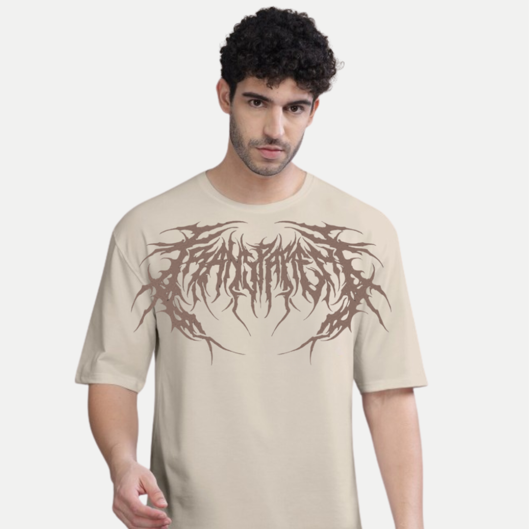 Men’s Oversized Graphic Tee – Abyss Thorn | Cream/White/Black/Grey