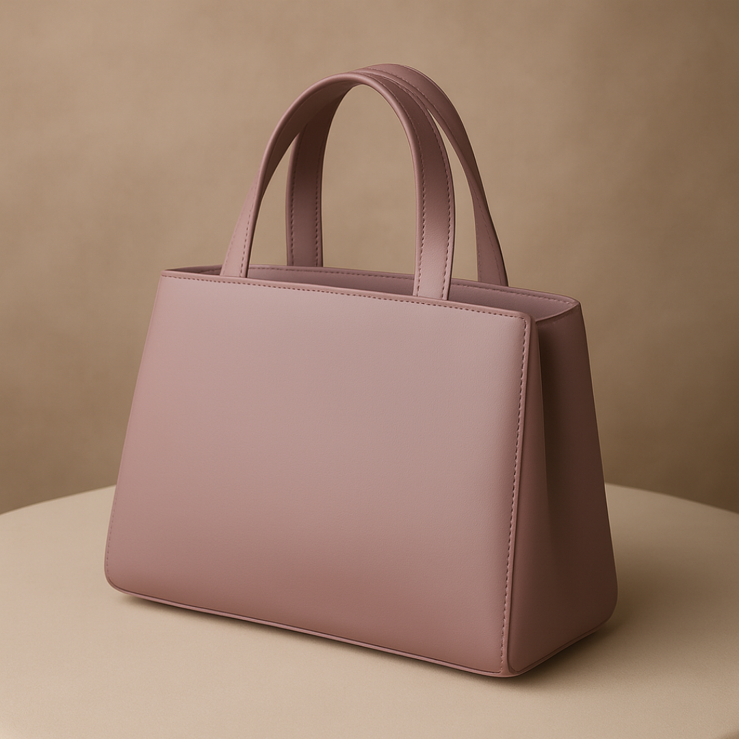 Elegant Vegan Leather Handbag with Silver GG Logo