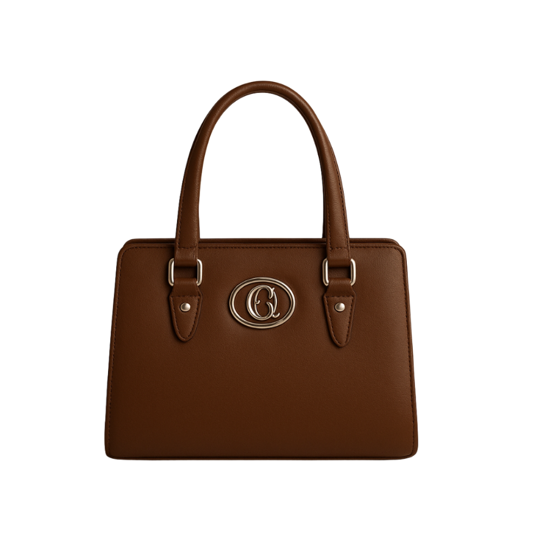Elegant Vegan Leather Handbag with Silver GG Logo